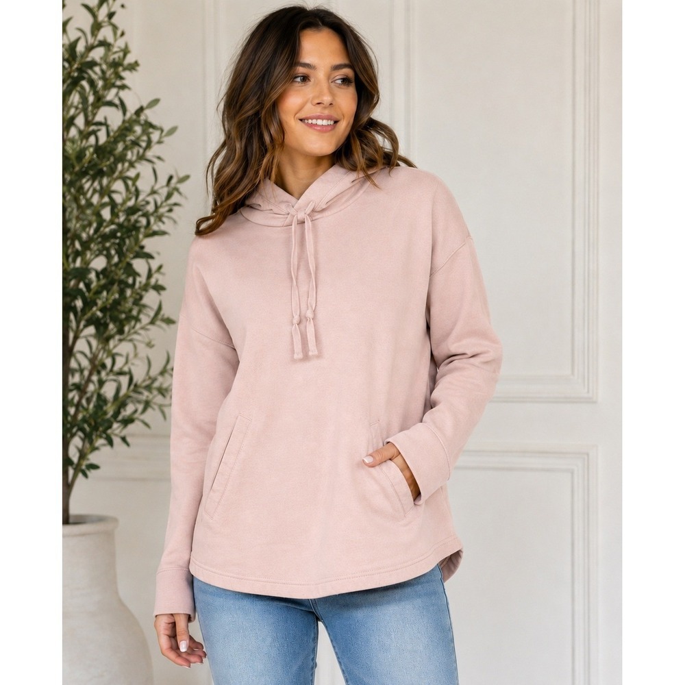 Zara Womens Pink Hooded Sweatshirt Size Small Pullover Casual Cozy